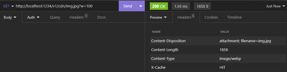 Second api call with params, cache hit